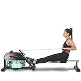 CARE FITNESS - Vogatore da casa Skipper SP - Resistente all'acqua - Schermo LCD a 6 funzioni - Tiraggio centrale - Vogatore pieghevole ergonomico, robusto e confortevole Nero Taglia unica (50871)