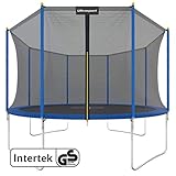 Ultrasport Trampolino da Giardino, Adatto Ingresso Basso, Set Completo, Incluso Tappeto Elastico con Rivestimento UV, Rete di Sicurezza, Staffe in Acciaio Unisex-Bambini, Blu, Ø 183 cm