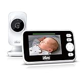Chicco Baby Monitor Video Deluxe, Videocamera per Neonati e Bambini con Schermo a Colori LCD 4.3', Portata 220 m, Visione Notturna, Termometro, Melodie e Suoni Bianchi, Batteria a Lunga Durata