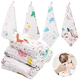 ABirdon 10pz Mussole Neonato Asciugamani Bambini 100% Cotone Organico Naturale, 30cm*30cm Extra Morbidi Asciugamani da Bagno per Pelli Sensibili