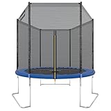 Ultrasport Trampolino da Giardino, Adatto Ingresso Basso, Set Completo, Incluso Tappeto Elastico con Rivestimento UV, Rete di Sicurezza, Staffe in Acciaio Unisex Bambini, Blu, Ø 180 cm