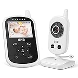 GHB Baby Monitor Videocamera Schermo 2.4',950mAh Batteria,Comunicazione Bidirezionale,VOX Visione Notturna Visione Monitoraggio Temperatura,Ninne Nanne