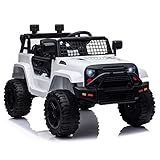 homcom Macchina Elettrica per Bambini Jeep Fuoristrada con Telecomando, 2 velocità 3-5km/h e USB, Bianco, 99.2x66.6x66.6cm