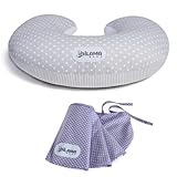 Dilamababy Cuscino Allattamento con 2 Federe 100% Cotone Lavabile e Sfoderabile Fascia Ergonomica Imbottitura in Fiber Balls regolabile Made in Italy