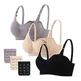 MoneRffi 3 PCS Reggiseno Allattamento con Estensione Reggiseno Bra Donna Premaman Morbido e Traspirante Reggiseno Senza Ferretto e Senza Cuciture Supporto per Allattamento