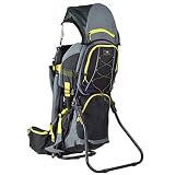 DROMADER Zaino-porta-bambini Quokka | Peso massimo del bambino 22 kg | Sistema portante 3D Opti-fit | Specchietto laterale retrovisore | Tettino parasole e cappuccio parapioggia | nero e giallo