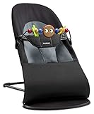 BABYBJÖRN Sdraietta Balance Soft, Cotone, Giochi per Sdraietta, Occhietti vispi, Nero/Grigio scuro