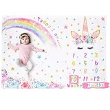 WERNNSAI Unicorno Bambino Coperta Milestone - 150 x 100 cm Coperta per Fotografia in Pile Neonato Settimanale Mensile delle Ragazze Regalo di Compleanno Baby Shower