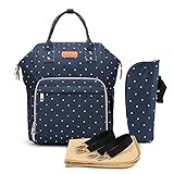 Zaino Mamma neonato Fasciatoio Bambino impermeabile Borsa Nappy Stoffa Oxford Grande capacità 55L con Materassino fasciatoio, 3 tasche isolanti bottiglia per Viaggiare mamma papà (Bodian Blu)